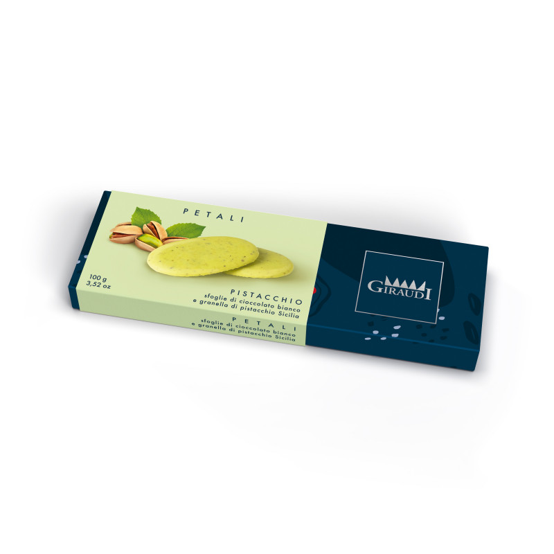 Petali di cioccolato bianco al pistacchio 100 Grammi Petali di cioccolato bianco al pistacchio 100 Grammi